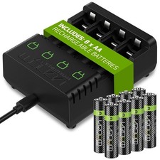 Batteries AA AAA rechargeables avec station de charge | Haute capacité 2100...