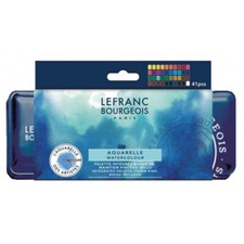 Lefranc Bourgeois 301447 Boîte métal de 40 ½ godet d'aquarelle fine et carnet