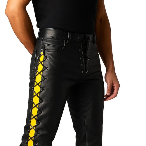 Pantalon cuir moto noir - pantalon, de