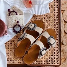 Sezane Mule Low Jade Sandals