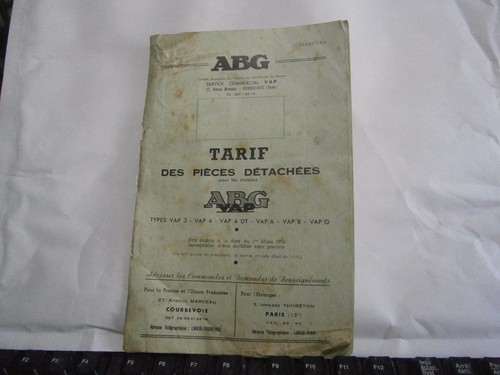 Tarif piéces détachées