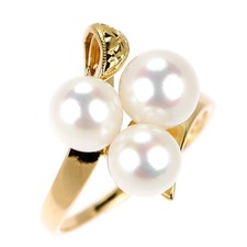 Bague perle Tasaki K18YG Akoya diamètre environ 6,0-6,7 mm - livraison gratui...