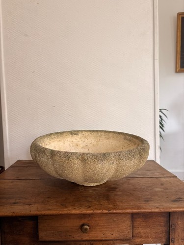 Coupe vasque godronnee pierre - vasque,