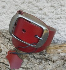 ceinture cuir Véritable Rouge Boucle Acier Taille 90 Large 38 40 Ovale Ajustable
