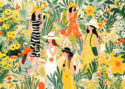 Tableau mural jardin fleuri - tableau,