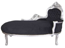 Canapé Baroque Noir Chaiselongue En Bois Massif Lit De Jour Banquette Antique