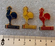 3 x pin's coq tricolore France 98 Foot Football Coupe du monde lapel pin badge