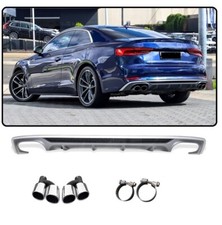 DIFFUSEUR ARRIERE POT INOX LOOK S5 POUR AUDI A5 SLINE COUPE ET SPORTBACK PHASE 1