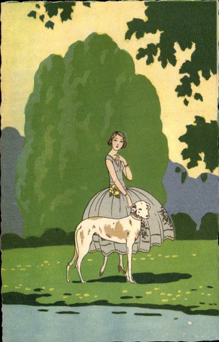 Jeune femme chien dans un - et,