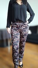 Pantalon droit fleurs marine