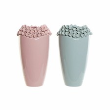 Vase DKD Home Decor Rose Turquoise Grès méditerranéen [2 pcs] [19 x 19 x 33 c