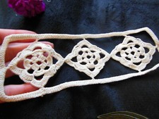 Incrustation ancienne grande dentelle rideau crochet 21,5 cm sur 6,8 n°2 T1-26