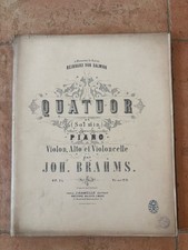 Ancienne Partitions/BRAHMS Johannes Quatuor Piano Violon Alto Violoncelle