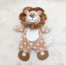 Doudou plat lion marron pois
