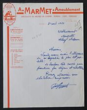 Facture 1950 GRENOBLE AMEUBLEMENT A MARMET  ARTISAN DAUPHINOIS  illustrée 86