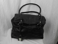 Grand sac noir à deux anses "Laura Clement" en vachette  doublure en coton