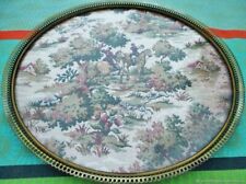 Plateau Ancien  Chasse Bronze Tapisserie Art Deco France Antique Tray Platter Ch