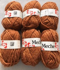 6 Pelotes Laine fil à tricoter marron caramel - 3 suisses mèche aigu. N° 4,5