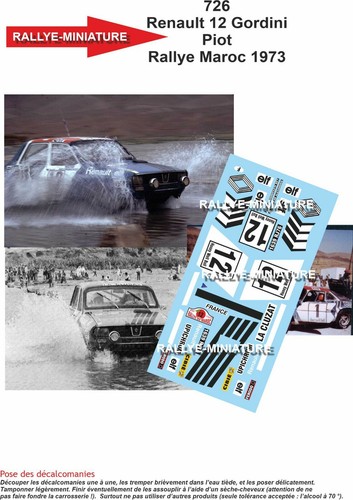 Decals ref 0726 renault - 1/43,