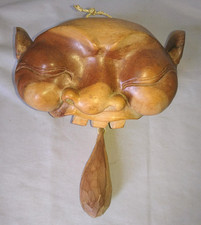 ANCIEN CARILLON A VENT OU PORTE STATUETTE TETE PERSONNAGE de BALI en bois teck