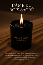 Bougie parfumée 480g 17oz Bois de santal + oud + canelle et pierres décoratives