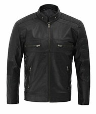 Blouson en cuir de motard noir