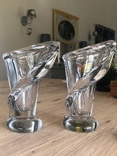 Vintage 2 superbes Vases torsadés Verre Cristal massif Verrerie d'Art Art Déco