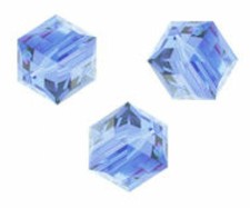   FRANCE.....   3 Perles cubes Swarovski 6 mm ( 5601 ) LIGHT SAPPHIRE