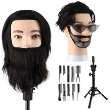 Tete a Coiffer Homme Professionnelle avec Support 100% Cheveux Humains Tête à...