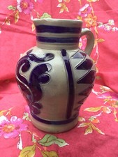 French Salt Pitcher Glaze Alsace Wine Brandy Beer Water 1L Pottery 7” Stone Ware