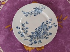 Assiette Plate Terre de Fer Jules Vieillard Bordeaux Service Gibier Faisan Bleu