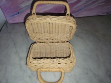 Panier Osier Ancien Poupée 