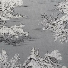 Toile de Jouy coton Pastorale Grise [au demi-mètre]