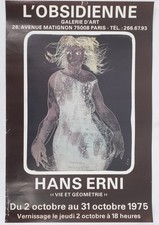 [AFFICHE D'ART] Hans ERNI : Femme en robe blanche #L'obsidienne #Paris, 1975