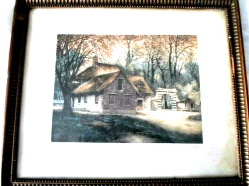 Lithographie cadre doré x - lithographie,