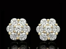 2CT Brillant Imitation Diamant Boucles D'Oreilles 14k Jaune Plaqué Or Rond