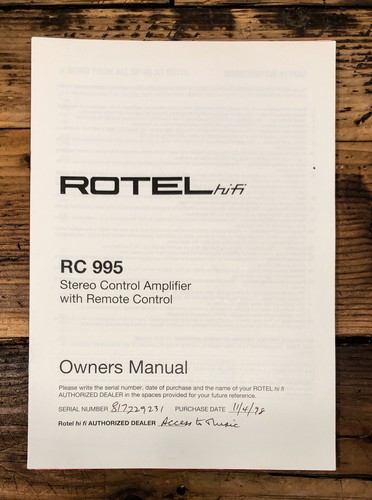 Rotel 995 preamp - rotel, rc-995
