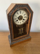 Ancienne Pendule Cheminée A Balancier JUNGHANS + Carillon Bois Sculpté #C195