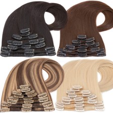 EXTENSIONS A CLIPS CHEVEUX MAXI VOLUME 100% NATURELS HAIR 8 BANDES ÉPAISSES Neuf