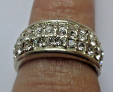 Anneau superbe bague couleur argent pavé cristaux diamant taille 53 bijou 5625