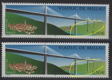 Variété sur n° 3730 neufs ** : "Pylônes bleus et gris (couleurs décalées)". TB.