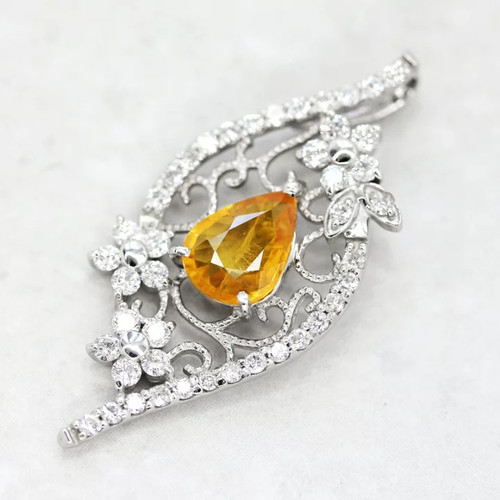 Pendentif saphir jaune ct - jaune, 1,14