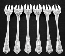 BOYER CALLOT : Service Fourchettes Huîtres Argent massif Noeud Gordien Armoiries