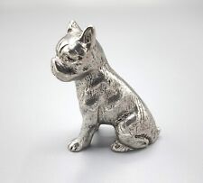 Figurine Chien BOXER En Bronze / Laiton Argenté Statue Chiot DOG Très Bonne État
