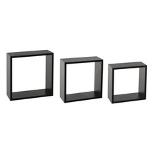 Lot de 3 Étagères Murales "Cube" 30cm Noir