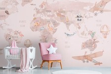 Papier Peint Photo Chambre D'Enfants Carte Du Monde 3,75m Largeur X 2,50m Haut