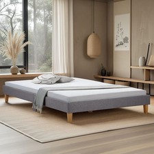 Lit rembourré 120x200 cm gris avec matelas sommier Futon lit tissu Homestyle4u