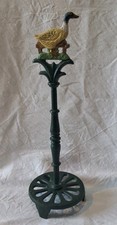 Ancien dérouleur porte essuie-tout décor canard Où canne bonne état fonte HT40cm