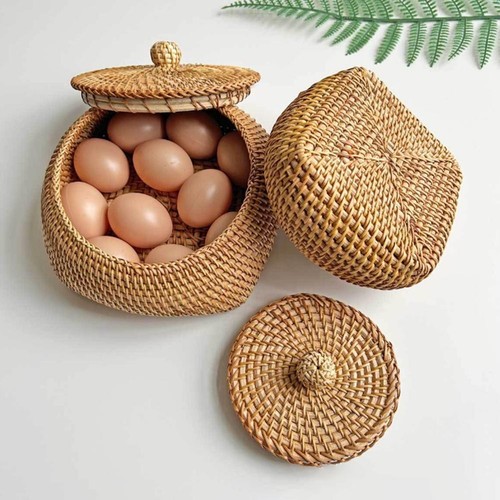 Panier rotin avec couvercle - rotin,