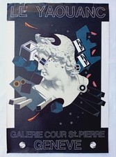 Ancienne affiche exposition d'art Alain LE YAOUANC galerie Cour St Pierre 1973